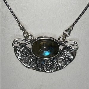 NWOT Sterling Silver Genuine Labradorite Gemstone Designer Necklace Boho